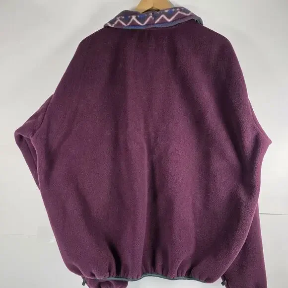 Vintage Columbia Jacket Mens XL Burgundy/Green Aztec Fleece Full Zip Made in USA - Picture 6 of 11